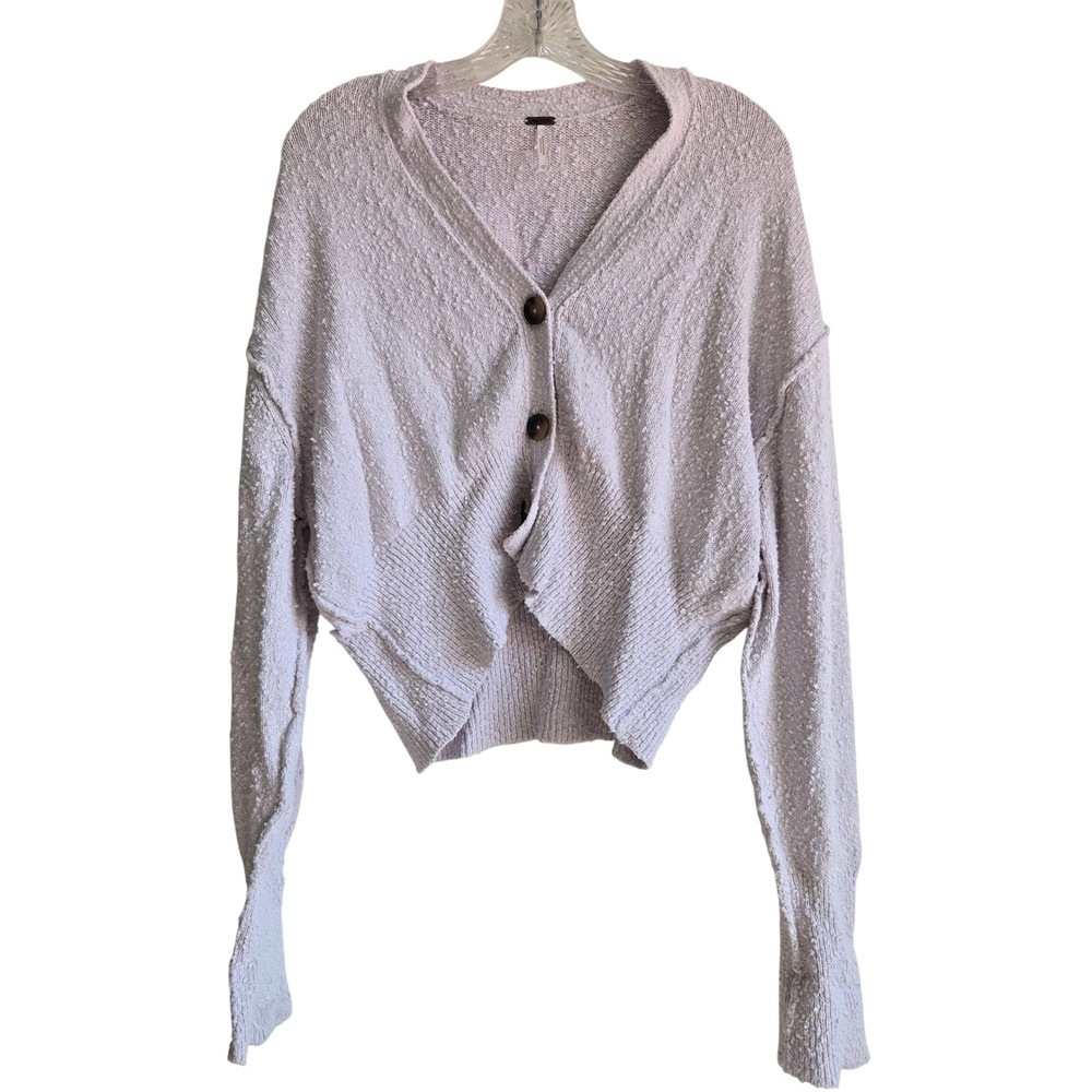 Free People XS Cardigan Womens Lilac Excellent Found My Friend Textured Cropped